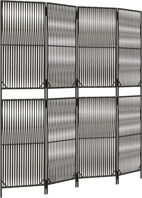 vidaXL Kamerscherm 4 panelen poly rattan grijs