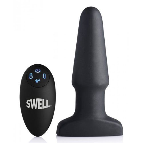Swell Opblaasbare en Vibrerende Buttplug - Zwart