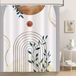Bonhaus Rideau de douche Boho Arc Soleil Feuilles Art abstrait moderne 180 x 180 cm