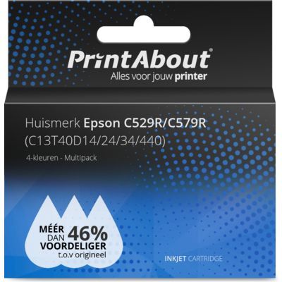 PrintAbout Ink Cartridge C529R/C579R (C13T40D14/24/34/440) Multipack - High Capacity - Compatible with Epson