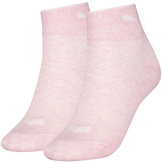 PUMA 2-paar ademende Quarter sneakersokken dames - Mesh - Dunne katoenen zomerse sportsokken dames - 38 - Roze