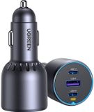 Ugreen Snellader voor auto, 3 poorten, 75 W, grijs