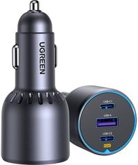 Ugreen Snellader voor auto, 3 poorten, 75 W, grijs
