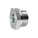 Lange RIEGLER Lange wisselreductie, zachte dichting, G 1/4 A, G 1/2 i, PN max. 630 bar, SW1 30, verzinkt staal