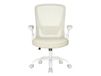 JOYFURNOS Chaise de bureau en maille, Chaise pivotante ergonomique, Accoudoirs rabattables, Beige