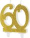 PartyDeco Taartkaarsje Cijfer 60 Glitter Goud