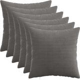 vidaXL Kussensloop 6 stuks HEERLEN Donkergrijs 40 x 40 cm corduroy