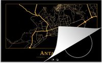Merkloos KitchenYeah® Inductie beschermer 77x51 cm - Kaart - Antalya - Turkije - Goud - Zwart - Inductiebeschermer