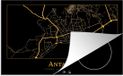 Merkloos KitchenYeah® Inductie beschermer 77x51 cm - Kaart - Antalya - Turkije - Goud - Zwart - Inductiebeschermer