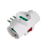 FANTON Drievoudige adapter, grote stekker op 3 bipass Schuko, schakelaar