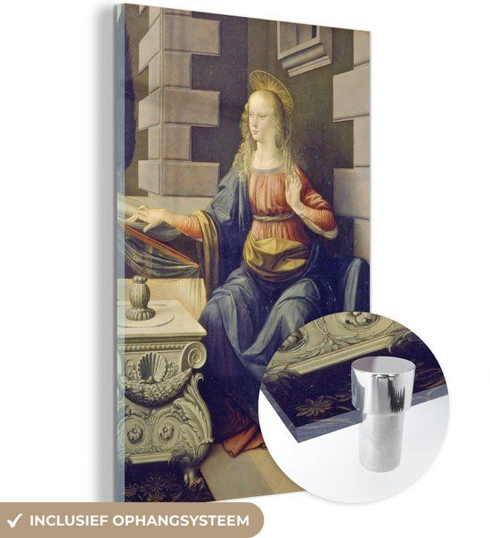 MuchoWow® Glass Painting 60x90 cm - The Annunciation - Leonardo da Vinci - Acrylic Glass Painting