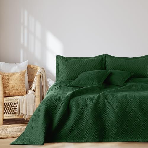 AmeliaHome Sprei 220x240 cm bedsprei dubbelzijdig ultrasoon stiksel polyester Ophelia donkergroen