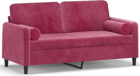 vidaXL Tweezitsbank met sierkussens 140 cm fluweel wijnrood