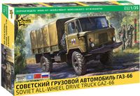 Zvezda Modelbouwpakket Militaire voertuigen - 3707 Sovjet GAZ-66 - Vierwielaangedreven Militaire Vrachtwagen Plastic - 1:35 - Modelbouw