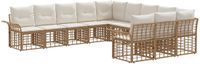 vidaXL - Hoek loungeset - 11 zitplekken - Polyester - Natuurlijk en crème wit