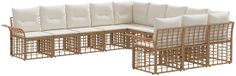 vidaXL - Hoek loungeset - 11 zitplekken - Polyester - Naturel et blanc crème
