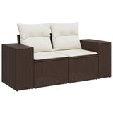 vidaXL 9-delige Loungeset met Kussens, Poly Rattan, Bruin