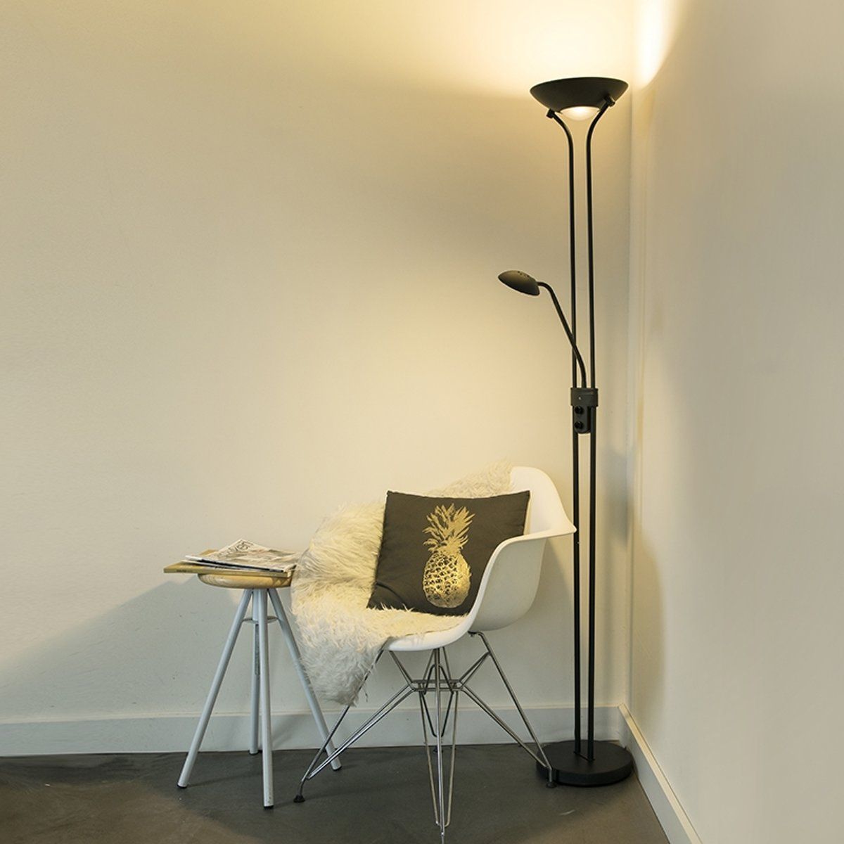 QAZQA Diva LED 2 Staande uplighter 1 lichts H 1785 mm zwart | 8718881038334