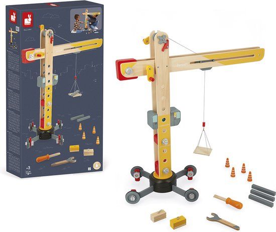 Janod Bolid - Grote Houten Kraan - 74 cm - Vanaf 3 Jaar