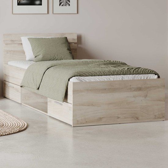 CaliCosy Lit 90X200 cm 2 tiroirs et 1 niche L204,3 cm - MICHIGAN