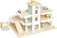 Hape Parking Kurt, 3 étages, avec ascenseur et station de lavage, modèle composé de 10 éléments, en bois