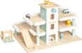 Hape Parking Kurt, 3 étages, avec ascenseur et station de lavage, modèle composé de 10 éléments, en bois