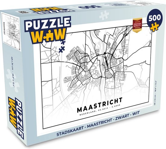 MuchoWow Puzzel Stadskaart - Maastricht - Zwart - Wit - Legpuzzel - Puzzel 500 stukjes - Plattegrond