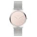 Liebeskind Berlin Dameshorloge - rond kwartshorloge 34 mm - mesh armband - 5 ATM waterdicht - modern en elegant, Zilver/Roze, zilver/roségoud