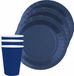 Santex feest/verjaardag servies set - 20x gebaksbordjes en bekertjes - kobalt blauw - karton
