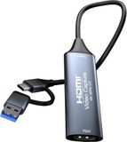 PremiumCord HDMI Capture/Grabber voor video-/audio-opname op computer met USB, UHD resolutie 4K 2160p 30Hz, Full HD 1080p 60Hz, USB 3.2 Type A/Type C, Plug And Play, Space Grey