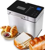 Broodbakmachine, Backmeister Broodbakmachine, 710 W, met automatische ingrediëntenbox, 19 programma's, roestvrij staal, volautomatisch, met 15 uur timerfunctie, kijkvenster, zilver