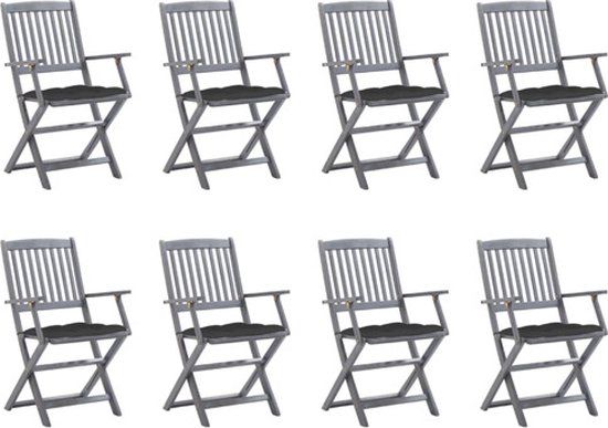 vidaXL Tuinstoelen 8 stuks met kussens massief acaciahout