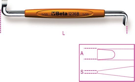 Beta Haakse schroevendraaiers voor sleufschroeven 1236B 1X5,5