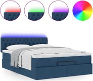 vidaXL - Lit plateforme avec matelas et LED - 140x200cm - tissu bleu