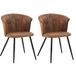 MEUBLE COSY Eetkamerstoelen, set van 2 keukenstoelen, retro, gestoffeerd, met armleuning, vintage kunstsuède zitting, metalen poten, bruin, 55x58x75,5 cm