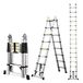 Telescopische Aluminium Telescopische Ladder, Vouwladder, Multifunctionele Ladder, Staande Ladder, Uittrekbare Ladder, Maximale Belasting: 150 kg, Zilver