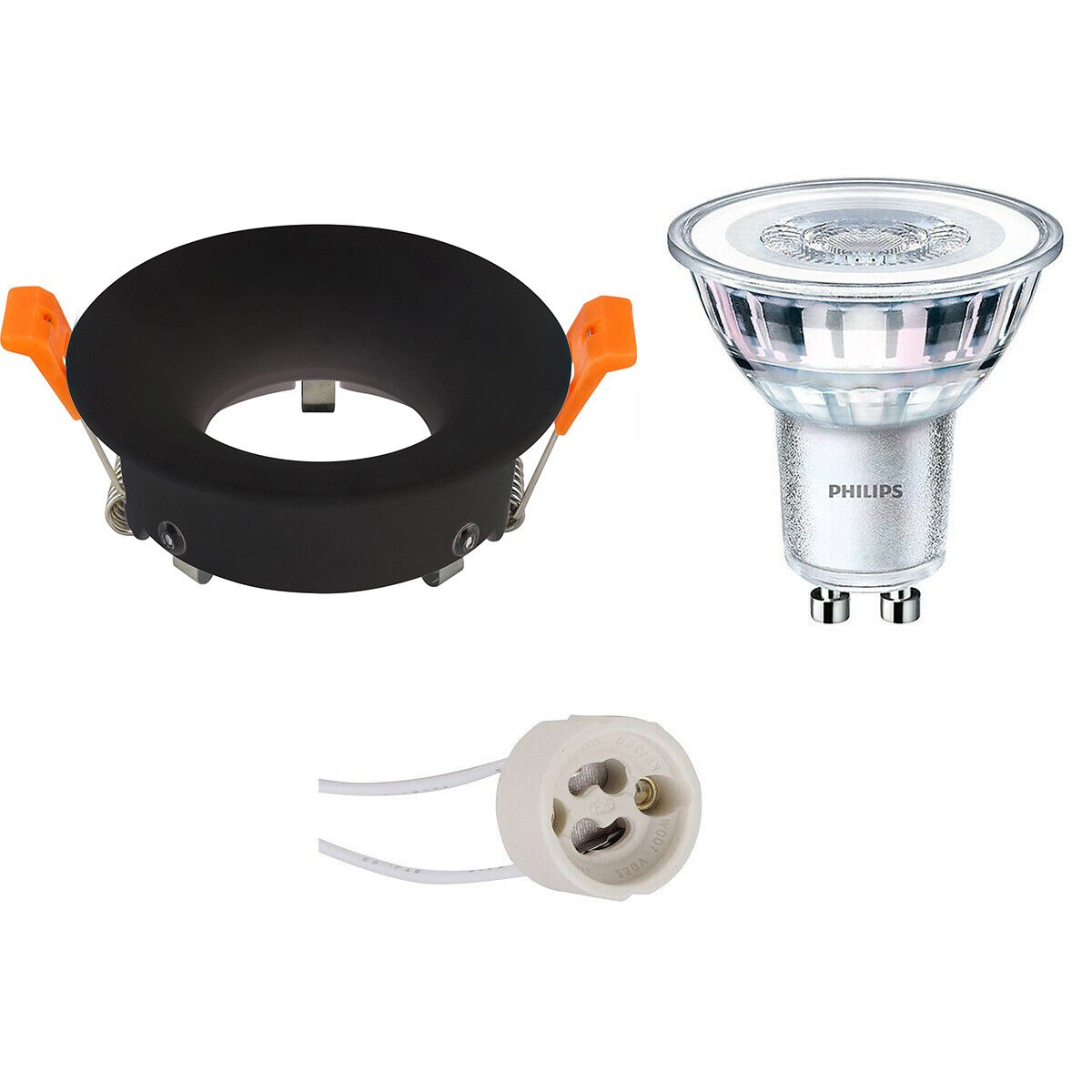 BES LED Spot Set - GU10 - Inbouw Rond - Mat Zwart - 4.6W - Warm Wit 2700K - Ø85mm - Philips CorePro