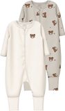 NAME IT Pyjama NBNNIGHTSUIT 2P ZIP FF Pumice Bear Noos Unisexe Manches Longues Imprimé Animal Coton 74