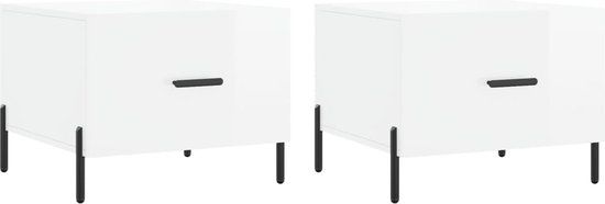 VidaXL Salontafel 2 stuks 50x50x40 cm Hoogglans Wit