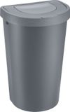Plast Team Seattle Swing Poubelle avec couvercle à rabat - 45 L - Aluminium - Gris