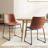 NEWBULIG Matel Set van 2 barkrukken van Matel leer voor bar, bistro, café, keuken, zithoogte 40 cm, whisky bruin