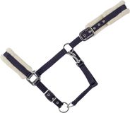 USG Bont halster voor paard Furry Pony marine/Zwart Imitatiebont