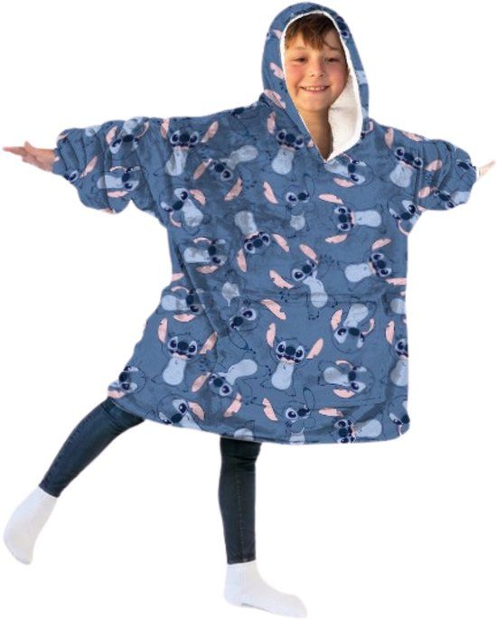 Disney Lilo & Stitch Hoodie Poncho Blauw Polyester 7-14 Jaar