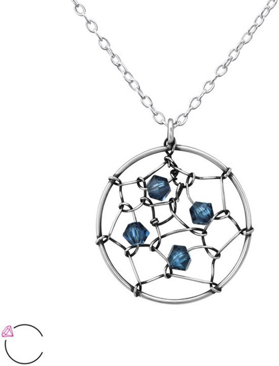 Amanto Ketting Elphi Blue - Dames - 925 Zilver - SwarovskiÂ® - Rond - ?17 mm - 45 cm