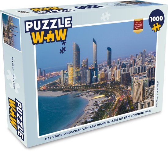 MuchoWow Puzzel Het stadslandschap van Abu Dhabi in Azië op een zonnige dag - Legpuzzel - Puzzel 1000 stukjes volwassenen - Sinterklaas cadeautjes - Sinterklaas voor grote kinderen