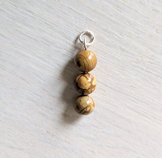 M-apART - Hanger - Edelsteen - Woodlacestone - Zilver - 3.5 cm - Unisex