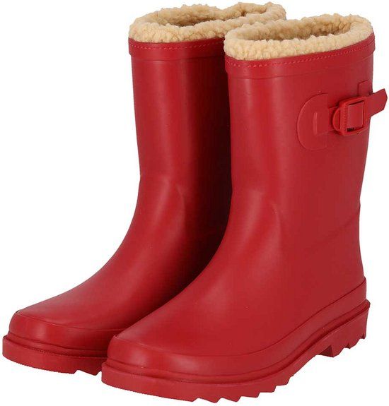 XQ Regenlaarzen kinderen - Unisex - Fake Fur voering - Rood - Maat 29/30