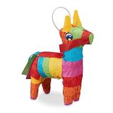 Relaxdays mini pinata ezel, verjaardagspinata, piñata dier, vrijgezellenfeest, 19 x 13 x 5,5 cm, ophangen, kleurrijk
