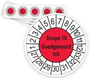 Merkloos / Sans marque Ricard Keuringsstickers SCIOS Scope 10 Goedgekeurd tot 2027 | 50 stuks, Ø 35 mm | Rood
