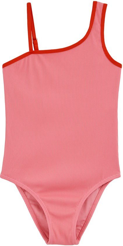 WE Fashion Meisjes badpak met structuur en contrast - Pink - Maat 134/140
